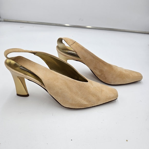 Vintage Peach Suede Via Spiga Slingbacks sz 8 - Picture 2 of 6